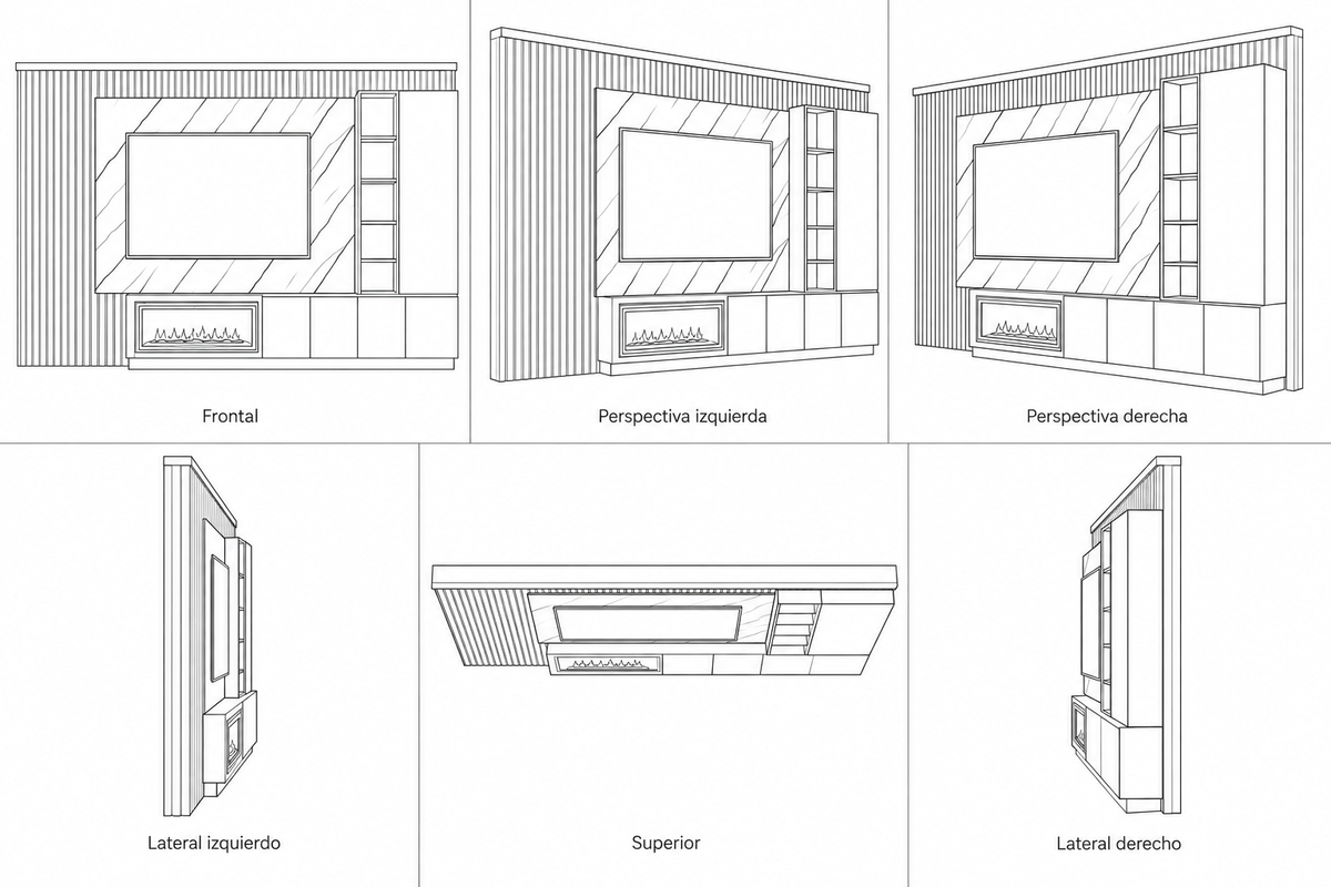 MOB-PL-001-MAN — seis vistas ilustrativas en lineas