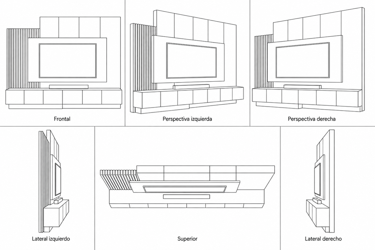 MOB-PL-004-SEN — seis vistas ilustrativas en lineas