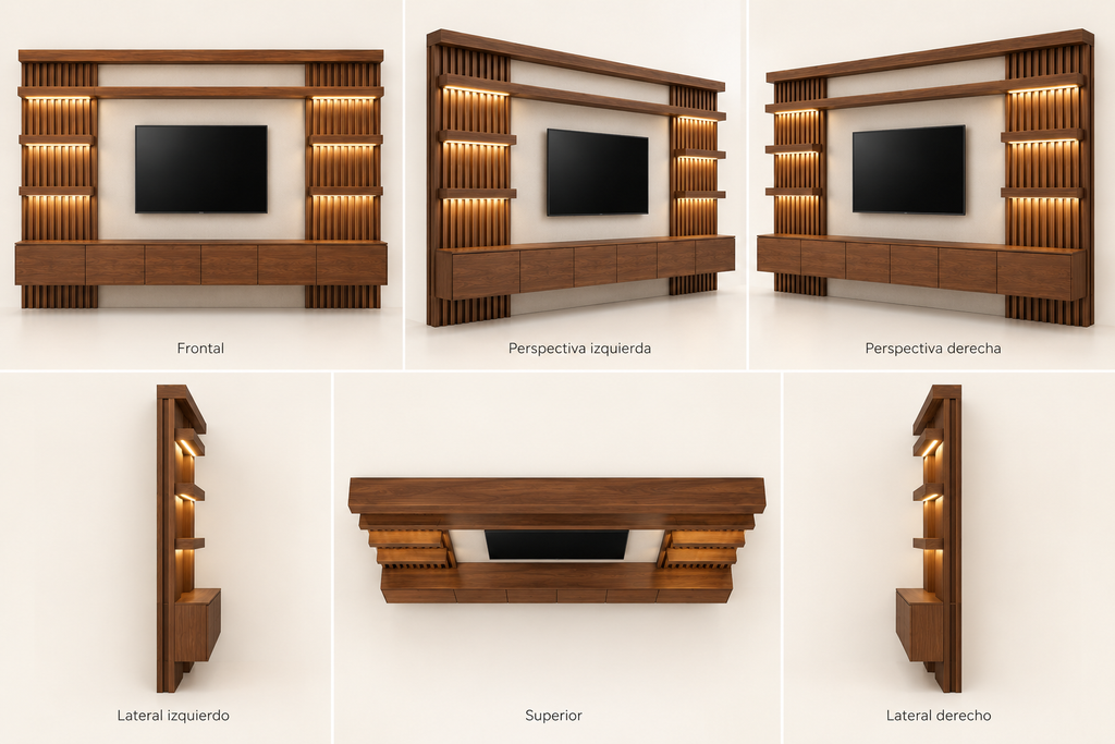 MOB-PL-005-LOR — seis vistas ilustrativas en render