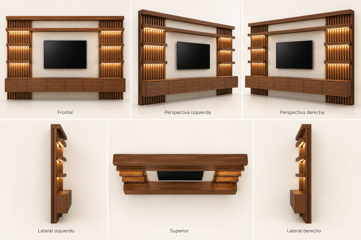 MOB-PL-005-LOR — seis vistas ilustrativas en render