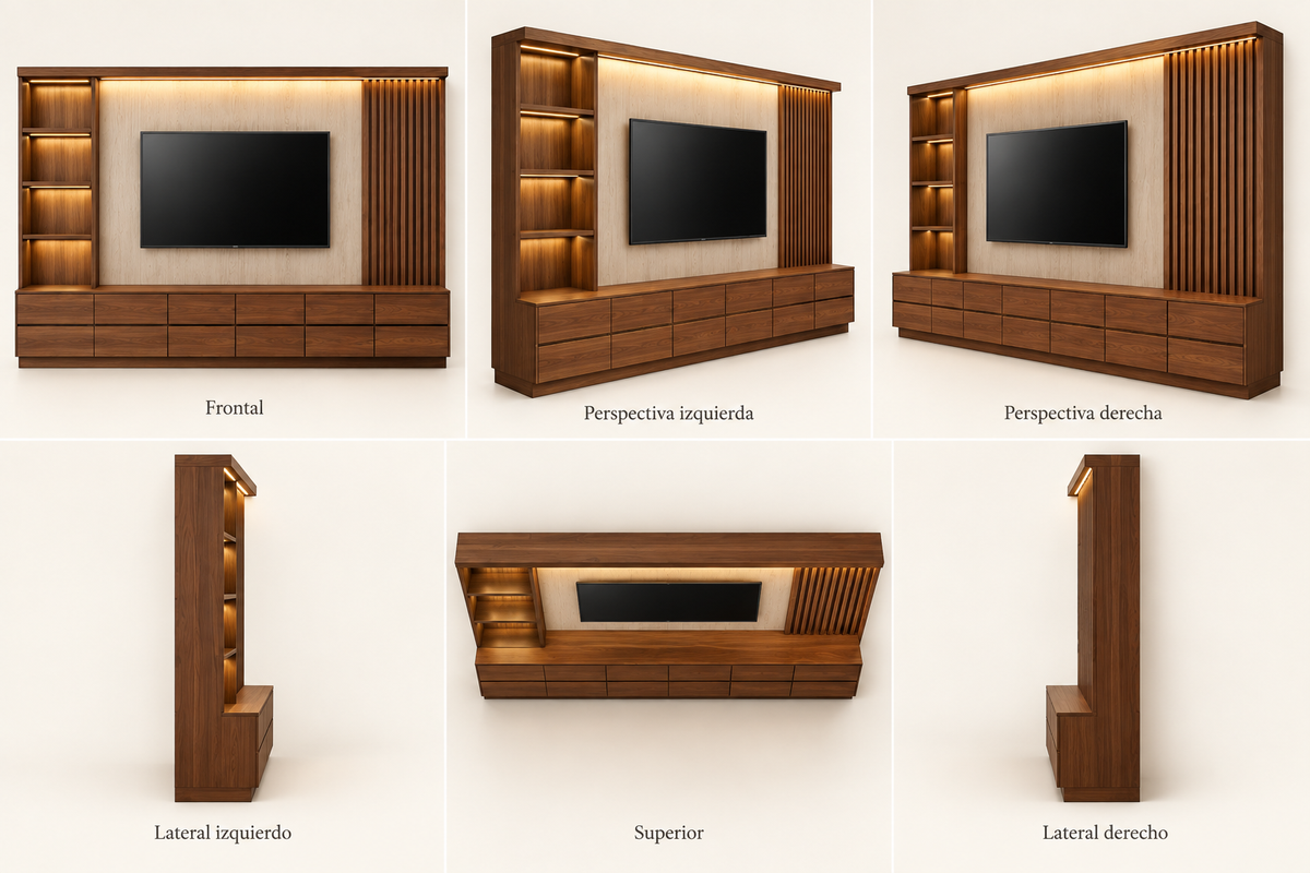MOB-PL-007-MAR — seis vistas ilustrativas en render