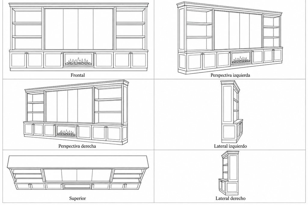 MOB-PM-001-PAR — seis vistas ilustrativas en lineas