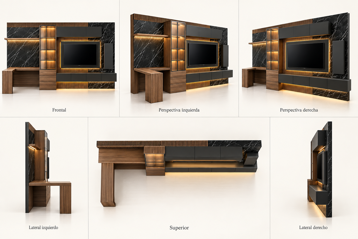 MOB-PM-002-DCG — seis vistas ilustrativas en render