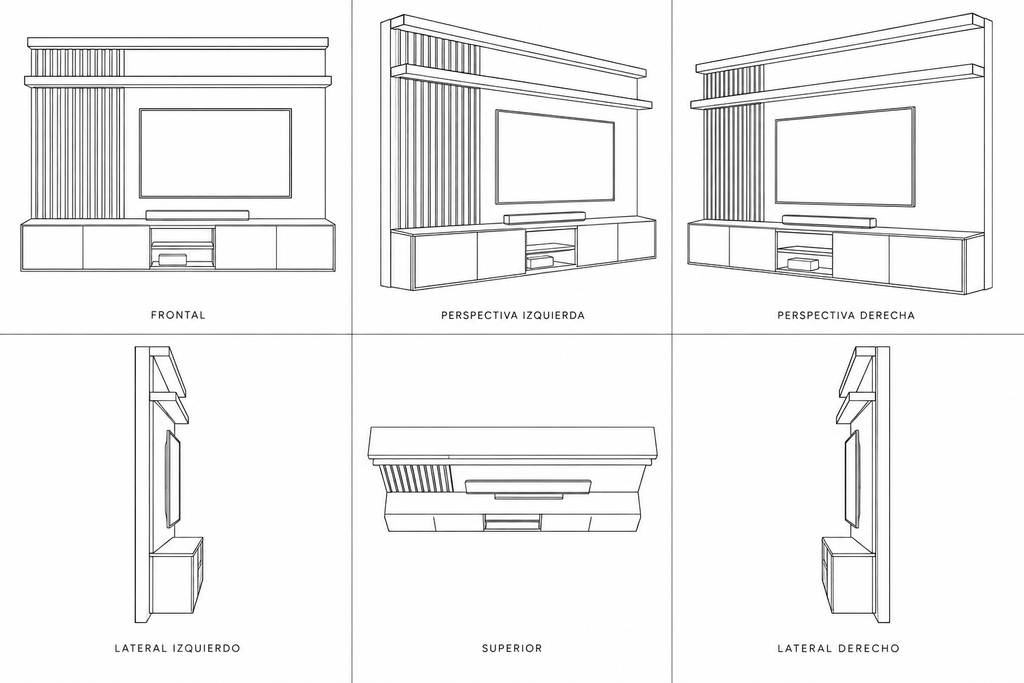 MOB-ST-002-VIT — seis vistas ilustrativas en lineas