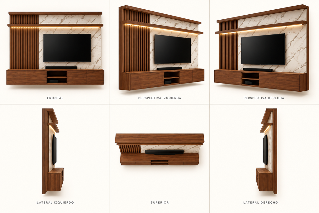 MOB-ST-002-VIT — seis vistas ilustrativas en render
