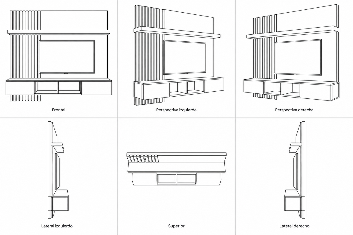 MOB ST - 003 SAM — seis vistas ilustrativas en lineas