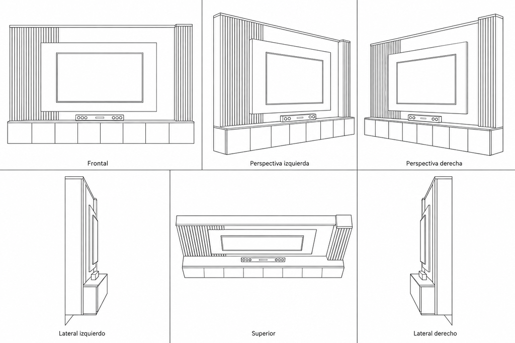 MOB-ST-004-ANS — seis vistas ilustrativas en lineas