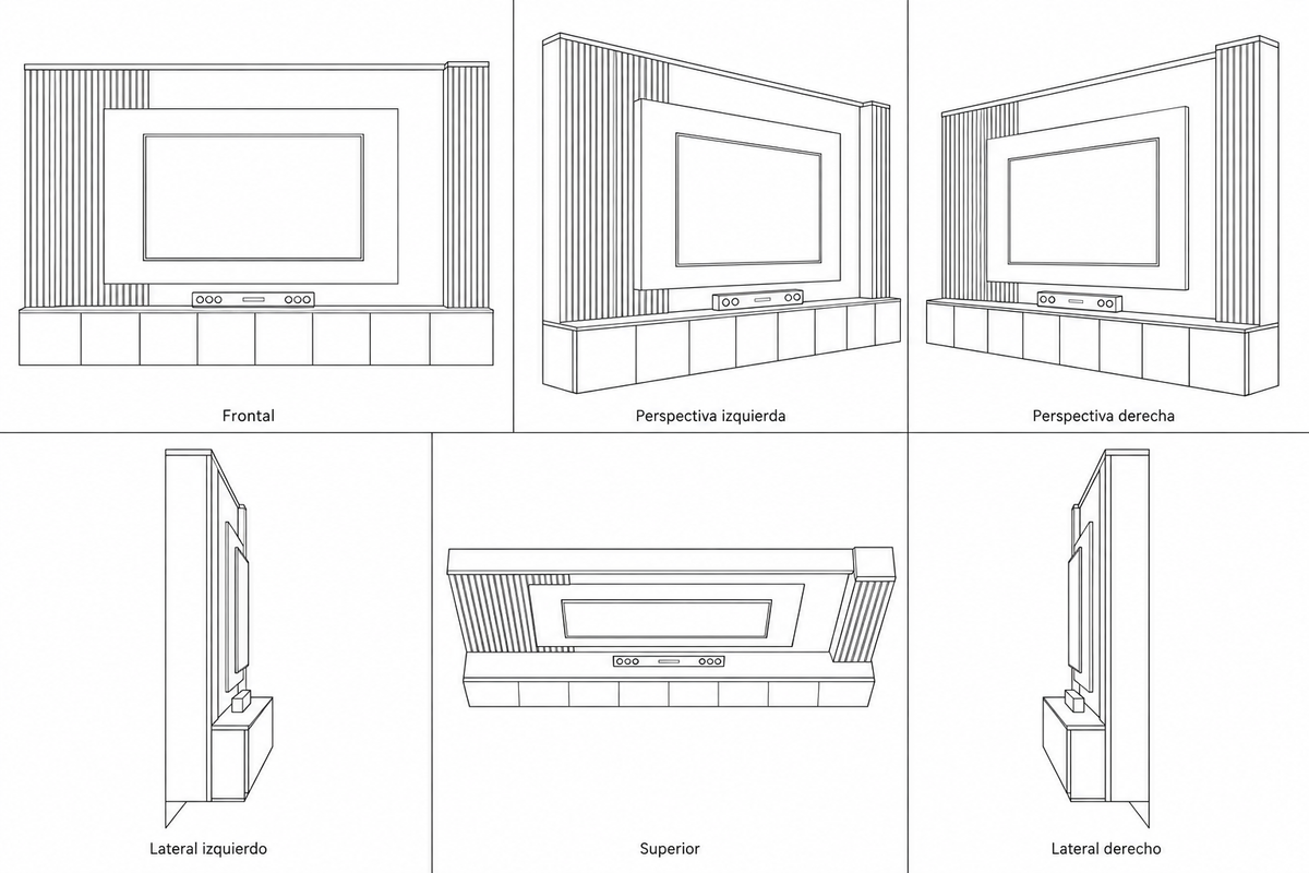 MOB-ST-004-ANS — seis vistas ilustrativas en lineas