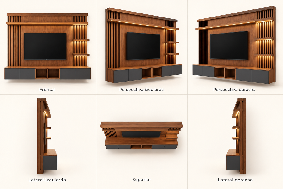 MOB ST - 006 CRI — seis vistas ilustrativas en render